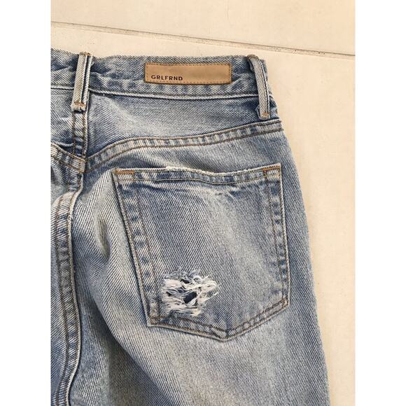 Grlfrnd Karolina High Waist Distressed Cut Off Straight Leg Denim Jeans - Picture 8 of 10